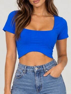RAYN Cobalt Blue Crop Top Size Small Like New
